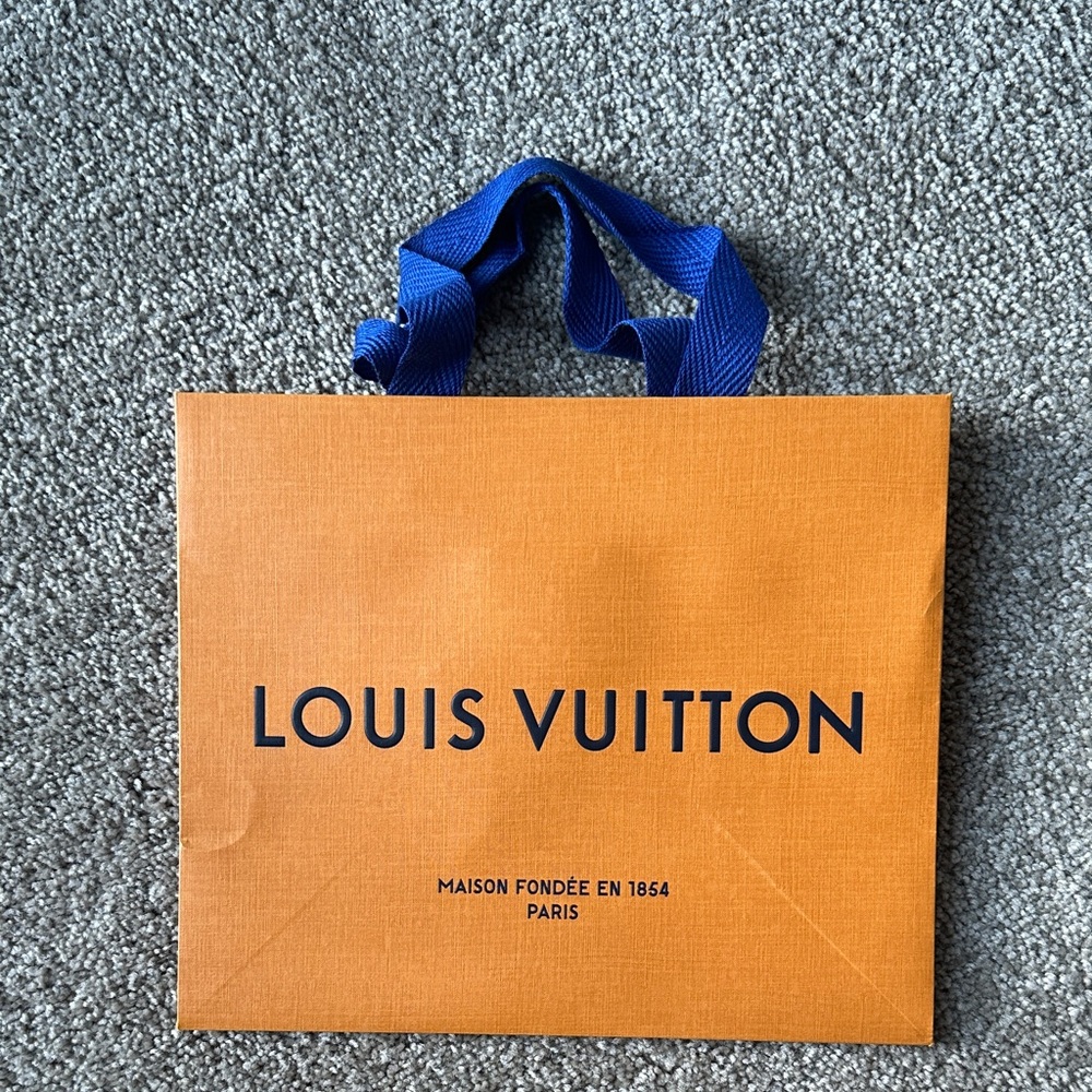 Louis Vuitton Tangerine Bag with Navy Handles